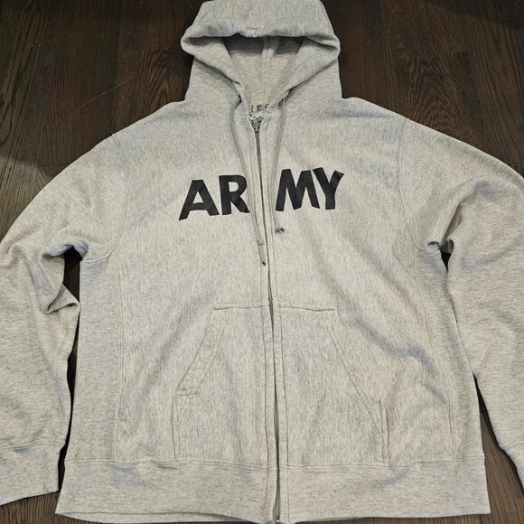 Vintage 90s Men's Large Spell Out USA Army Physical Fitness Hoodie - Picture 1 of 4